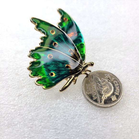 Green Butterfly Brooch Pin - Picture 4 of 14